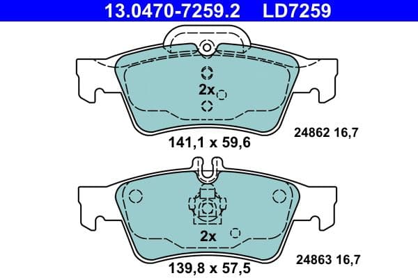 Keramische remblokken Achter , past: MERCEDES CLS (C218), CLS (C219), CLS SHOOTING BRAKE (X218), E T-MODEL (S211), E T-MODEL (S212), E (VF211), E (W211), E (W212), S (C215) 1.6-5.5 10.98-12.17