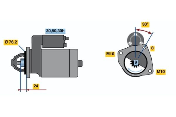 Starter (12V, 1,2kW, gereviseerd) past: BMW 3 (E36), 3 (E46), 5 (E34), 5 (E39), 5 (E60), 5 (E61), 7 (E38), 7 (E65, E66, E67), X3 (E83), Z3 (E36), Z4 (E85) 1.6-3.0 03.90-12.10