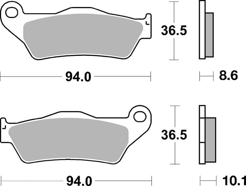 Brake pads Achter, beoogd gebruik: oe gelijkwaardig, materiaal: keramisch / koolstof-9, 36,5x94x8,6/10,1mm past: BMW HP2, K, R, S 850-1300 1993-2018