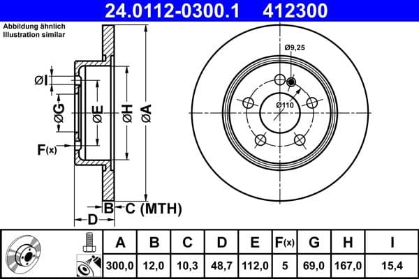 Brake disc Achter Links/Rechts past: MERCEDES C (A205), C (C205), C (W205), C T-MODEL (S205) 1.5-2.2DH 12.13-04.23