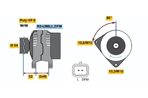 Dynamo (14V, 150A, gereviseerd) past: CITROEN BERLINGO, BERLINGO MULTISPACE, C2, C2 ENTERPRISE, C3 I, C3 II, C3 PICASSO, C3 PLURIEL, C4, C4 GRAND PICASSO I, C4 I, C4 PICASSO I, C5 I 1.4D-2.2D 06.96-