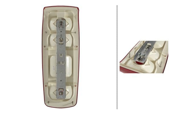 Achterlicht Links CARALUNA I (P21/5W/P21W, 12V, met indicator, anti-fog licht, met stoplicht, parkeerlicht, reflector, met gloeilampen)