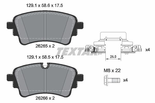 Remblokken set Achter , past: AUDI A4 ALLROAD B9, A4 B9, A5, A6 ALLROAD C8, A6 C8, A6 C9, A7, A8 D5, Q5, Q7  VW TOUAREG 1.4-4.0H 01.15-