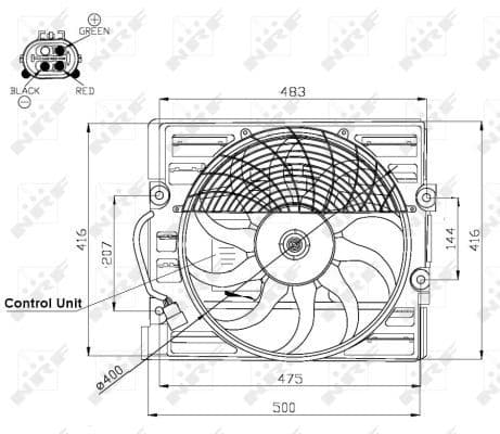 Radiatorventilator (met huisvesting) past: BMW 7 (E38), Z8 (E52) 2.5D-5.4 03.94-12.03
