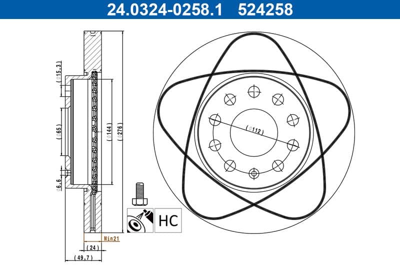 Brake disc Voor Links/Rechts past: AUDI A3  SEAT LEON, LEON SC, LEON ST  SKODA OCTAVIA III  VW GOLF ALLTRACK VII, GOLF SPORTSVAN VII, GOLF VII 1.0-2.0D 04.12-03.21
