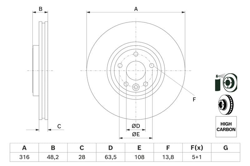 Brake disc Voor Links/Rechts past: JAGUAR XE, XF II 2.0/2.0D 03.15-