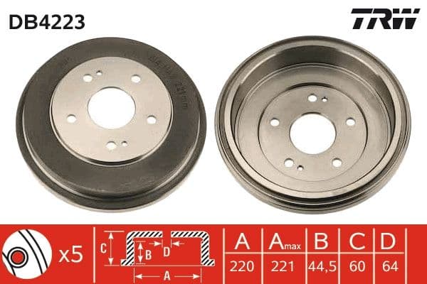 Brake drum Achter past: HONDA CR-V I, HR-V 1.6/2.0 10.95-