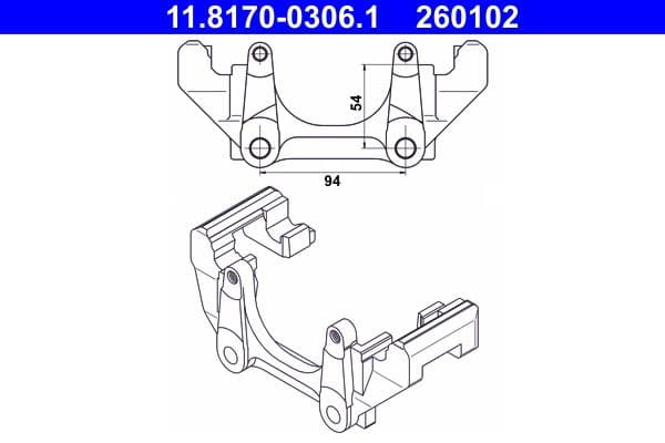 Remklauw juk Voor Links/Rechts past: AUDI 100 C4, A3, A4 B5, A6 C4, A6 C5  SEAT LEON, TOLEDO II  SKODA OCTAVIA I, SUPERB I  VW BORA, BORA I, GOLF III, GOLF IV, NEW BEETLE 1.4-2.9 12.90-12.13