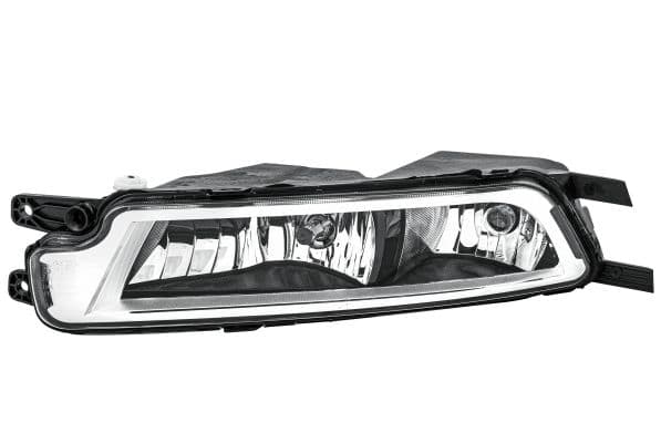 Mistlamp Voor Links (H8/P21W, met DRL  met gebogen lichten) past: VW PASSAT B8 08.14-01.19