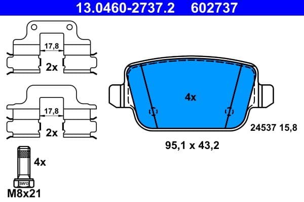 Remblokken set Achter (met extra's  met remklauw geleidingsbouten), past: VOLVO S80 II, V70 III, XC70 II  LAND ROVER FREELANDER 2 1.6-4.4 03.06-12.16
