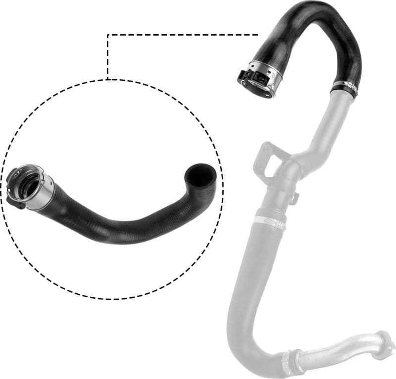 Koelsysteem rubberen slang Bodem/Voor Rechts (42mm/37mm) past: OPEL COMBO, COMBO TOUR, CORSA C, CORSA D 1.3D/1.7D 09.00-