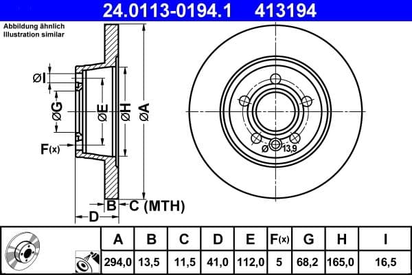Brake disc Achter Links/Rechts past: FORD GALAXY I, GALAXY MK I  SEAT ALHAMBRA  VW CALIFORNIA T4 CAMPER, SHARAN, TRANSPORTER T4 1.8-2.8 07.90-03.10