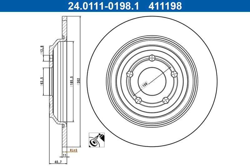 Brake disc Achter Links/Rechts past: FORD FOCUS III, FOCUS IV, KUGA III 1.0-2.5H 07.15-
