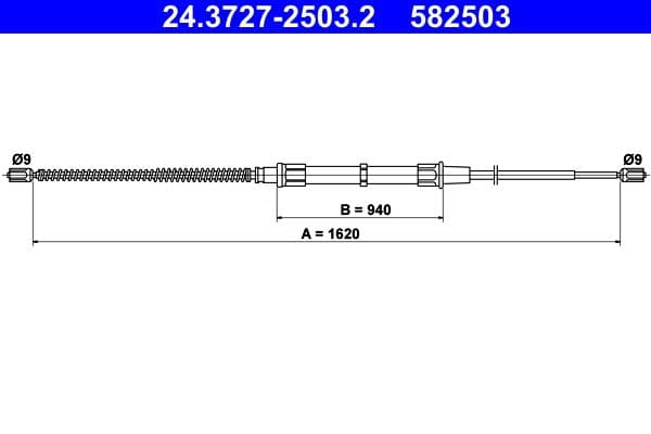Handremkabel Achter Links/Rechts (1620mm) past: SKODA OCTAVIA I 1.4/1.6/1.9D 09.96-12.10