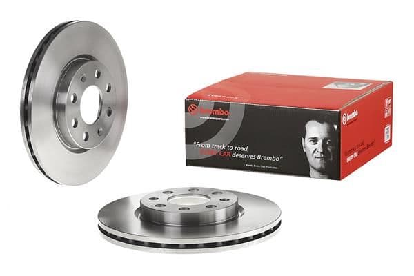 Brake disc Voor Links/Rechts past: ABARTH PUNTO  FIAT DOBLO, GRANDE PUNTO, PUNTO, PUNTO EVO, STILO  LANCIA YPSILON  OPEL ADAM, CORSA D, CORSA E 0.9-1.9D 10.01-