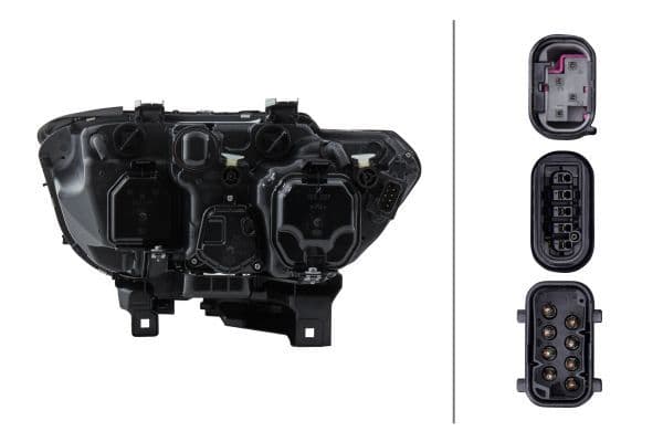Koplamp Rechts (bi-xenon/halogeen, D2S/H7/PY21W, elektrisch, met motor, met gloeilamp, kleur invoegen: zwart, kleur indicator: transparant) past: BMW 7 (E65, E66, E67)