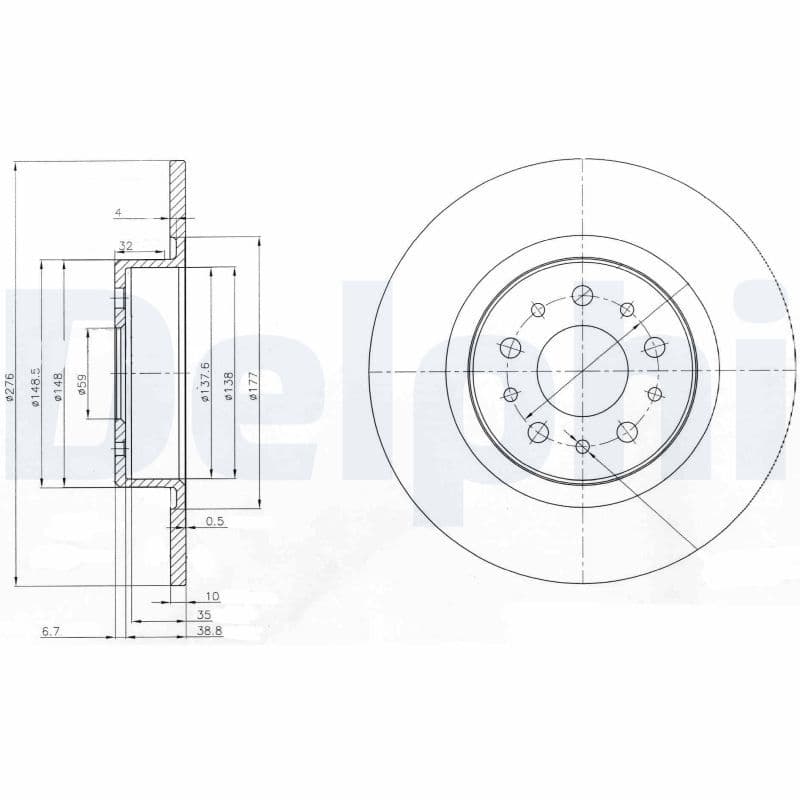 Remschijf set (2 stuks) Achter Links/Rechts past: ALFA ROMEO 147, 156, GT 1.6-3.2 02.97-09.10