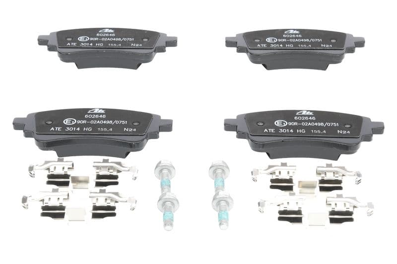 Remblokken set Achter (met extra's  met remklauw geleidingsbouten  voor ongeventileerde schijven), past: AUDI A4 ALLROAD B9, A4 B9, A5, A6 ALLROAD C8, A6 C8, A7, A8 D5, Q5, Q7 1.4-4.0H 01.15-