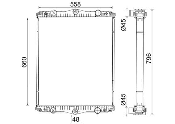 Motorradiator ((en) without frame, dikte: 54mm) past: DAF CF 65, LF 45, LF 55 CE136C-GR184S1 01.01-