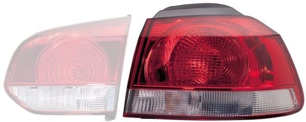 Achterlicht Rechts (extern, W16W/WY21W, kleur van het glas red/wit) past: VW GOLF VI 10.08-11.13