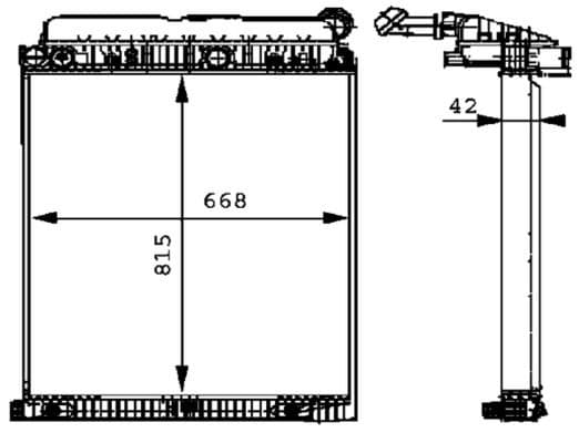 Motorradiator ((en) without frame, met een oliekoeler) past: MERCEDES ATEGO, ATEGO 2, AXOR, AXOR 2, CITO (O 520), MK OM401.979-OM926.990 12.87-