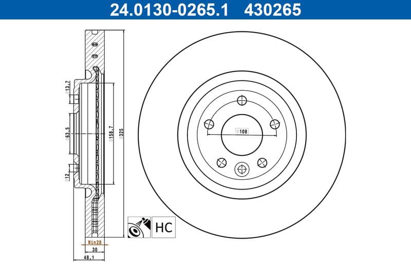 Brake disc Voor Links/Rechts past: JAGUAR XE, XF II, XF SPORTBRAKE 2.0-3.0D 03.15-