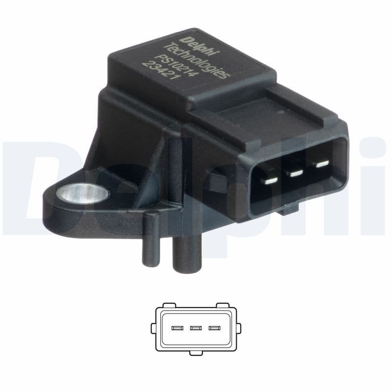 Druksensor in het inlaatspruitstuk (3 pin) past: MERCEDES A (W168), C T-MODEL (S202), C (W202), E T-MODEL (S210), E (VF210), E (W210), G (W463), SPRINTER 2-T (B901, B902) 1.7D-4.3D 02.95-