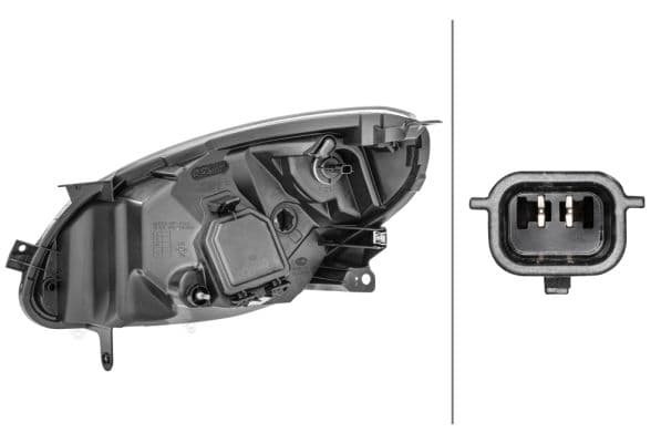 Koplamp Rechts (H4/PY21W/W5W, elektrisch, zonder motor, kleur invoegen: verchroomd) past: RENAULT TWINGO II 03.07-11.11