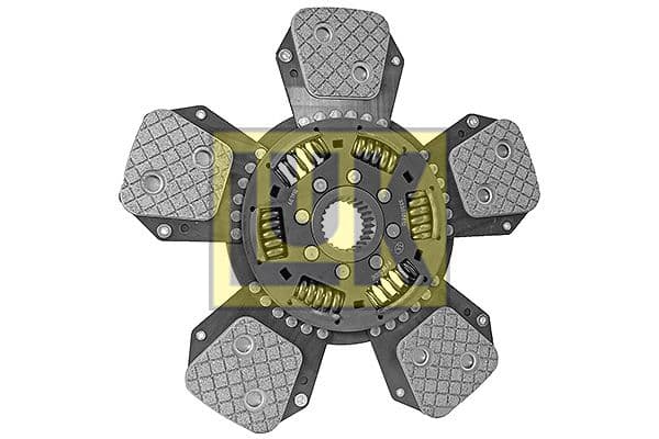 Koppelingsplaat/plaat keramiek (327mm  aantal peddels: 5) past: CLAAS 240, 340, 350  DEUTZ FAHR 5100 C, 5100 G, 5105.4 G, 5110 C, 5115.4 G, 105, 410, 410 SIX, 100, 100 C, 100 ECOLINE, 420, 420 T