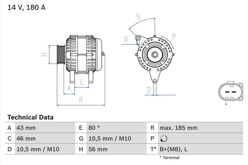 Dynamo (14V, 180A, gereviseerd) past: VOLVO S80 II, V70 III  LAND ROVER FREELANDER 2 2.0D/2.2D 10.06-12.15