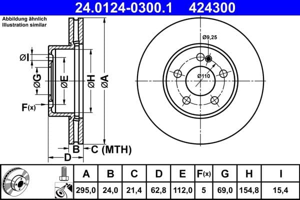 Brake disc Voor Links/Rechts past: MERCEDES C (A205), C (C205), C (W205), C T-MODEL (S205) 1.5-2.2D 03.14-04.23