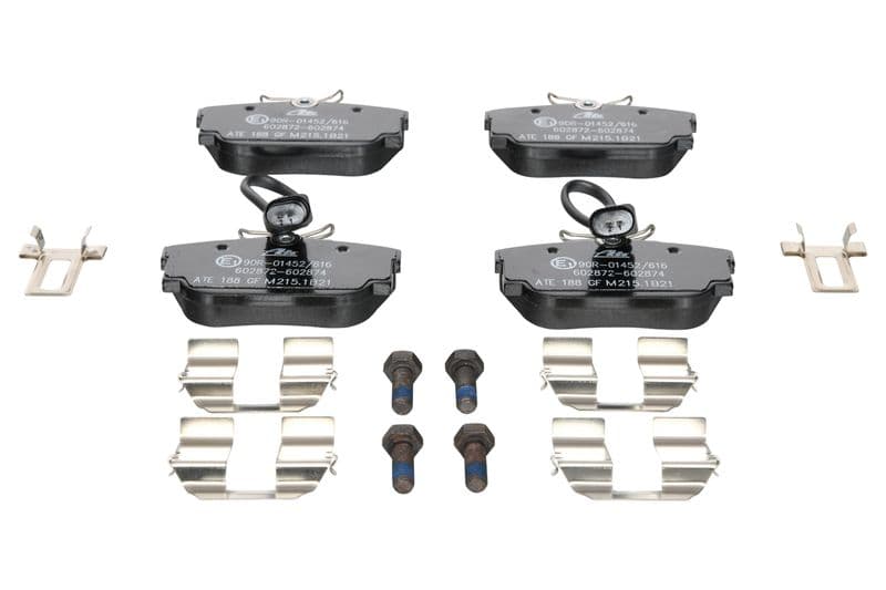 Remblokken set Achter (met extra's  met remklauw geleidingsbouten), past: FORD GALAXY I  SEAT ALHAMBRA  VW SHARAN, TRANSPORTER T4 1.8-2.8 07.90-03.10