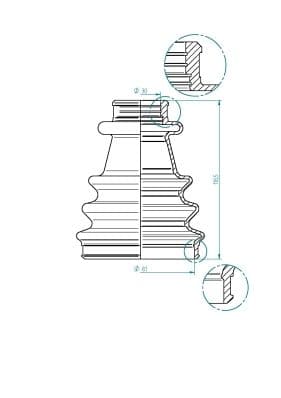 Rubberlaars Buiten (fi: 30/36/79/90/78) (lengte118,5) past: MERCEDES A (W168), A (W169), B SPORTS TOURER (W245), C T-MODEL (S204), C (W204), GLK (X204), M (W163), S (C216), S (W221 1.0-5.5 10.75-
