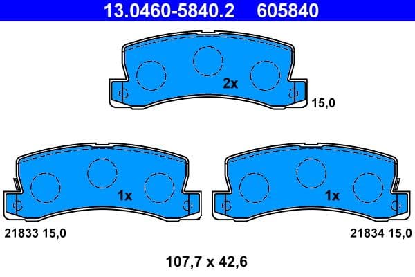 Remblokken set Achter , past: GEO STORM  LEXUS ES, RX  TOYOTA AVENSIS, CALDINA, CAMRY, CARINA E VI, CARINA V, CELICA, COROLLA, HARRIER 1.3-3.0 10.86-