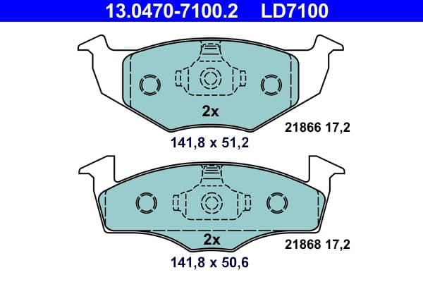 Keramische remblokken Voor , past: SEAT AROSA  SKODA FABIA I, FABIA I PRAKTIK, FABIA II, FABIA II PRAKTIK  VW FOX, LUPO I, POLO, POLO III, POLO III CLASSIC, POLO IV 1.0-2.0 10.94-