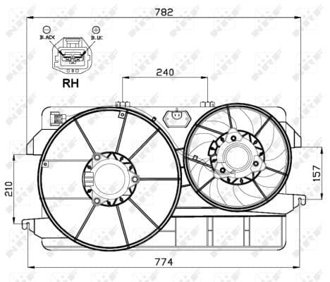 Radiatorventilator (met huisvesting) past: FORD COUGAR, MONDEO I, MONDEO II, MONDEO III 1.6-2.5 01.93-03.07