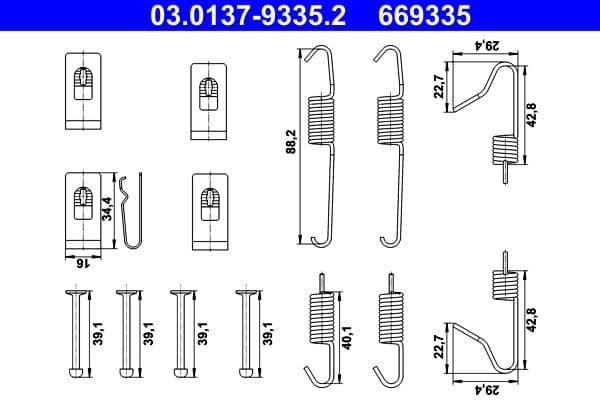 Accessory Kit, parking brake shoes