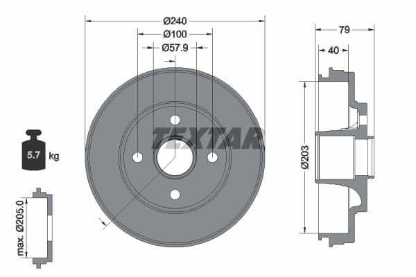 Brake drum Achter past: MITSUBISHI MIRAGE / SPACE STAR VI, MIRAGE VI 1.0/1.2/1.2LPG 01.12-