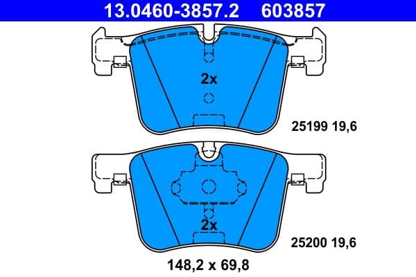 Remblokken set Voor , past: BMW 1 (F20), 1 (F21), 2 (F22, F87), 2 (F23), 3 (F30, F80), 3 (F31), 3 GRAN TURISMO (F34), 4 (F32, F82), 4 (F33, F83), 4 GRAN COUPE (F36), X3 (F25) 1.6-3.0D 09.10-
