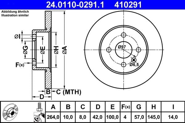 Brake disc Achter Links/Rechts past: OPEL ASTRA H, COMBO, COMBO TOUR, CORSA C, MERIVA A 1.3D-2.0 09.00-
