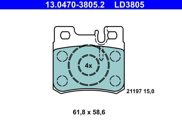 Keramische remblokken Achter , past: MERCEDES 124 (A124), 124 (C124), 124 T-MODEL (S124), 124 (W124), 190 (W201), C T-MODEL (S202), C (W202), CLK (C208), E (A124), E (C124) 1.8-4.2 04.85-06.02