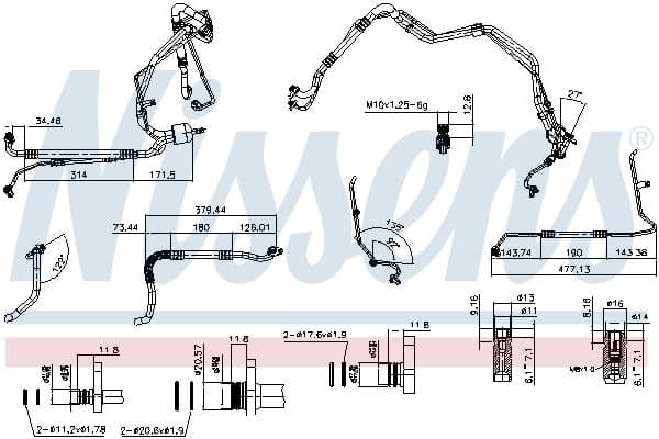 Airco slang/pijp (van condensator tot verdamper) past: CITROEN DS4  PEUGEOT 3008, 3008 I, 308, 308 I, 5008, 5008 I 1.6D 09.07-03.17