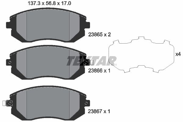 Remblokken set Voor (met extra's), past: SUBARU FORESTER, IMPREZA, LEGACY IV, LEGACY V, OUTBACK, XV 1.5-3.6 12.00-