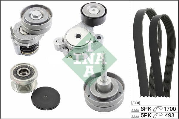 V-snaren set (met rollen) past: AUDI A1  SEAT ALHAMBRA, IBIZA IV, IBIZA IV SC, IBIZA IV ST  SKODA FABIA II, SCALA  VW BEETLE, CC B7, EOS, GOLF PLUS V, GOLF V, GOLF VI, JETTA III 1.4-1.6 11.05-