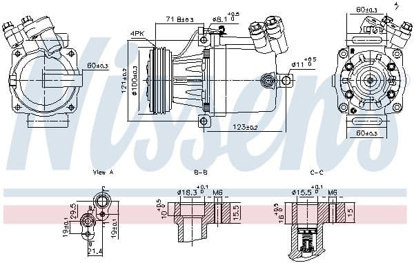 Airconditioning compressor past: OPEL AGILA B  SUZUKI SPLASH 1.0-1.2LPG 01.08-