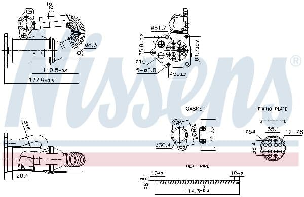 Uitlaatgassen radiator past: DACIA DOKKER, DUSTER, LOGAN, LOGAN EXPRESS, LOGAN II, LOGAN MCV, LOGAN MCV II, SANDERO, SANDERO II  NISSAN KUBISTAR, MICRA III, NOTE, NV200, NV200 / EVALIA 1.5D 06.01-