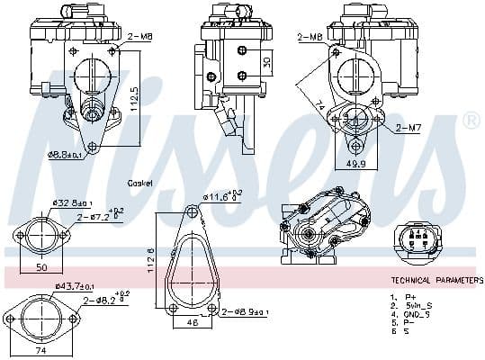 EGR-klep past: RENAULT GRAND SCENIC II, LAGUNA II, MEGANE II, SCENIC II  SUZUKI GRAND VITARA II 1.9D 03.01-