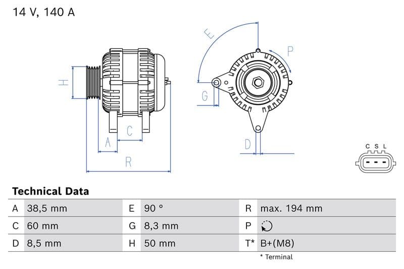 Dynamo (14V, 140A, gereviseerd) past: NISSAN TIIDA, X-TRAIL II 1.8/2.0 09.04-11.13