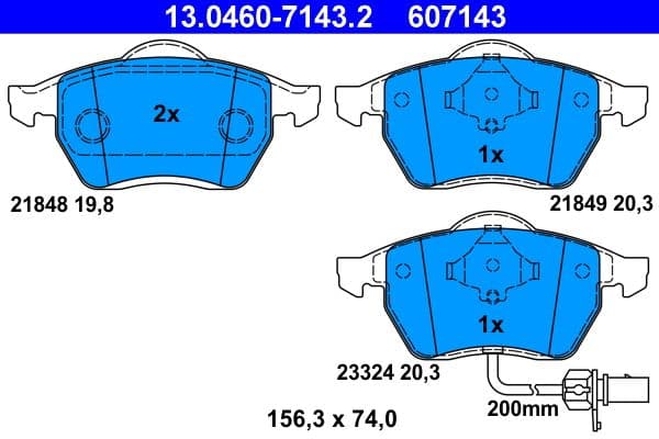 Remblokken set Voor , past: FORD GALAXY I, GALAXY MK I  FORD USA FOCUS, FOCUS ZX3, FOCUS ZX5  SEAT ALHAMBRA  VW SHARAN 1.8-2.8 03.95-03.10
