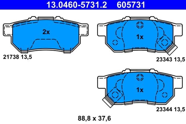 Remblokken set Achter , past: ACURA TL  FORD MAVERICK  HONDA CITY IV, CITY V, CIVIC III, CIVIC IV, CIVIC V, CIVIC VI, CIVIC VII, CRX II, CRX III, JAZZ, JAZZ II, JAZZ III, JAZZ IV 1.2-3.2 10.84-